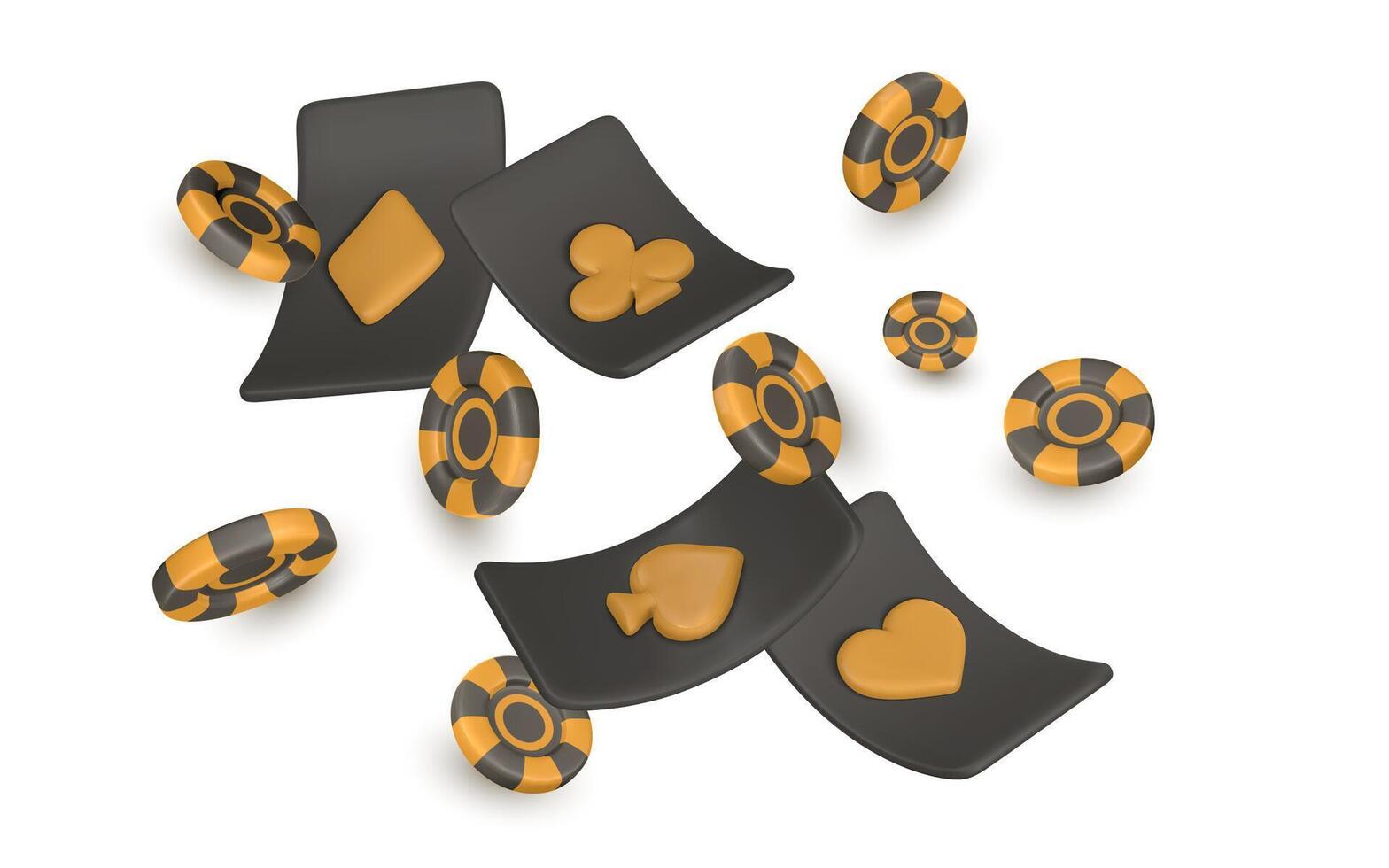 3d online casino game concept. Playing cards, poker chips, dice. Gambling concept. illustration vector