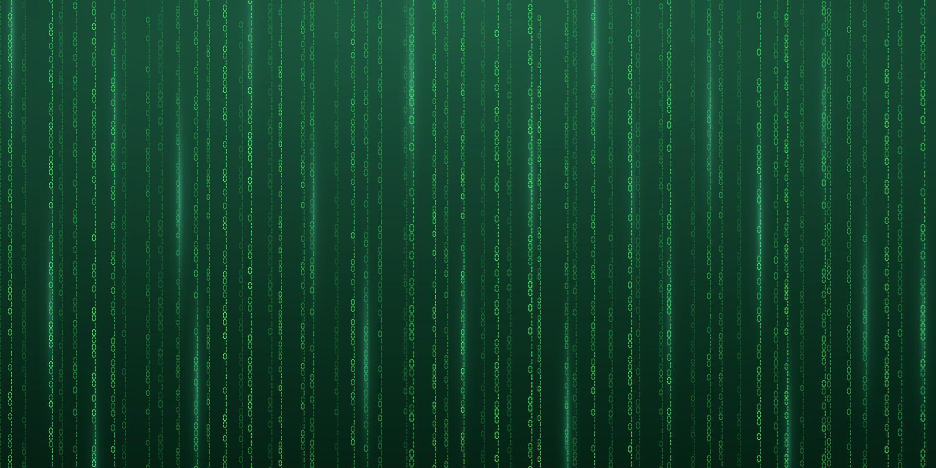 Digital code rain in a Matrix inspired futuristic style. Green futuristic cyberspace. illustration vector