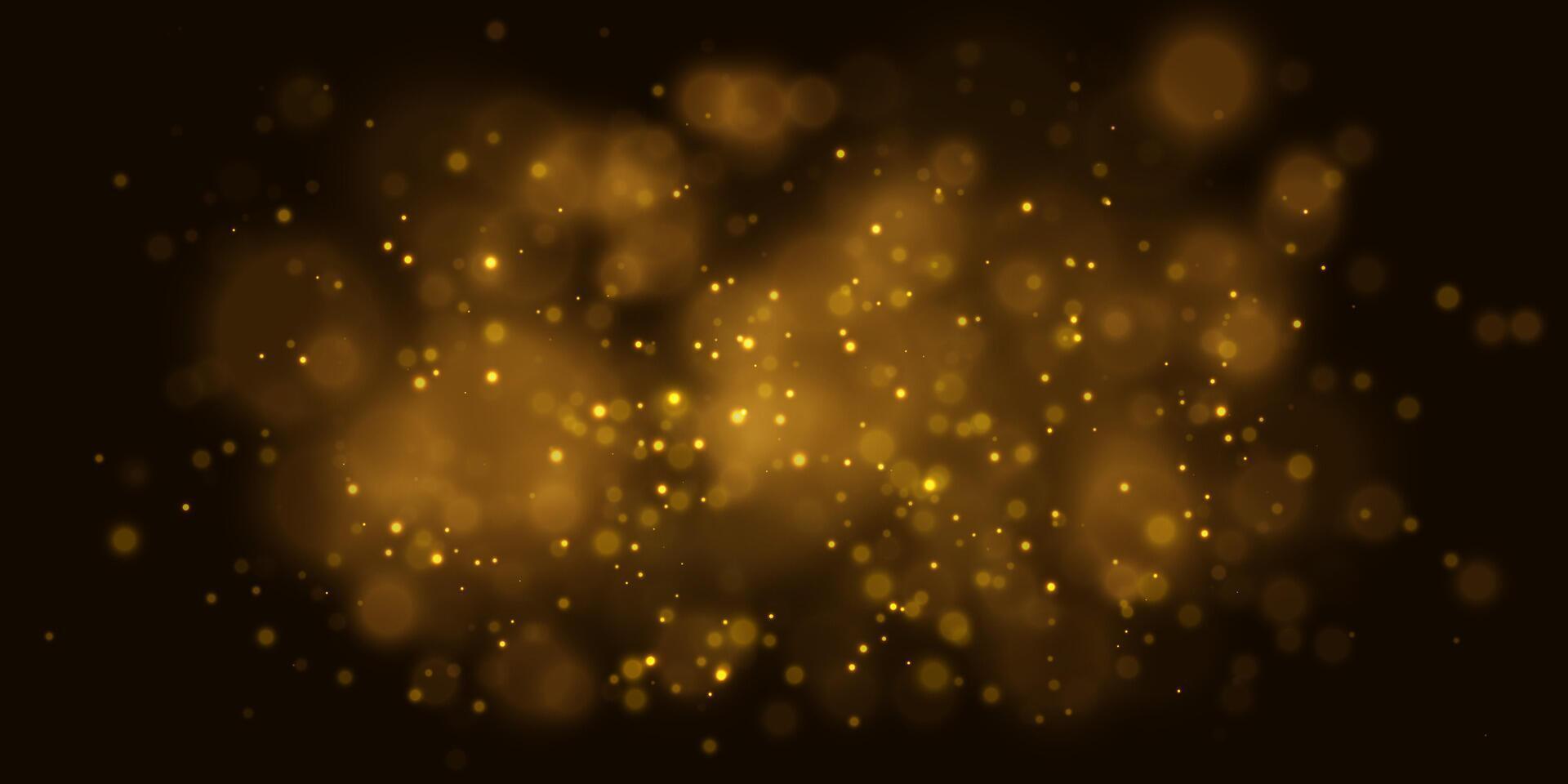 Festive sparkling gold dust. Glowing bokeh and glitter texture design. illustration vector