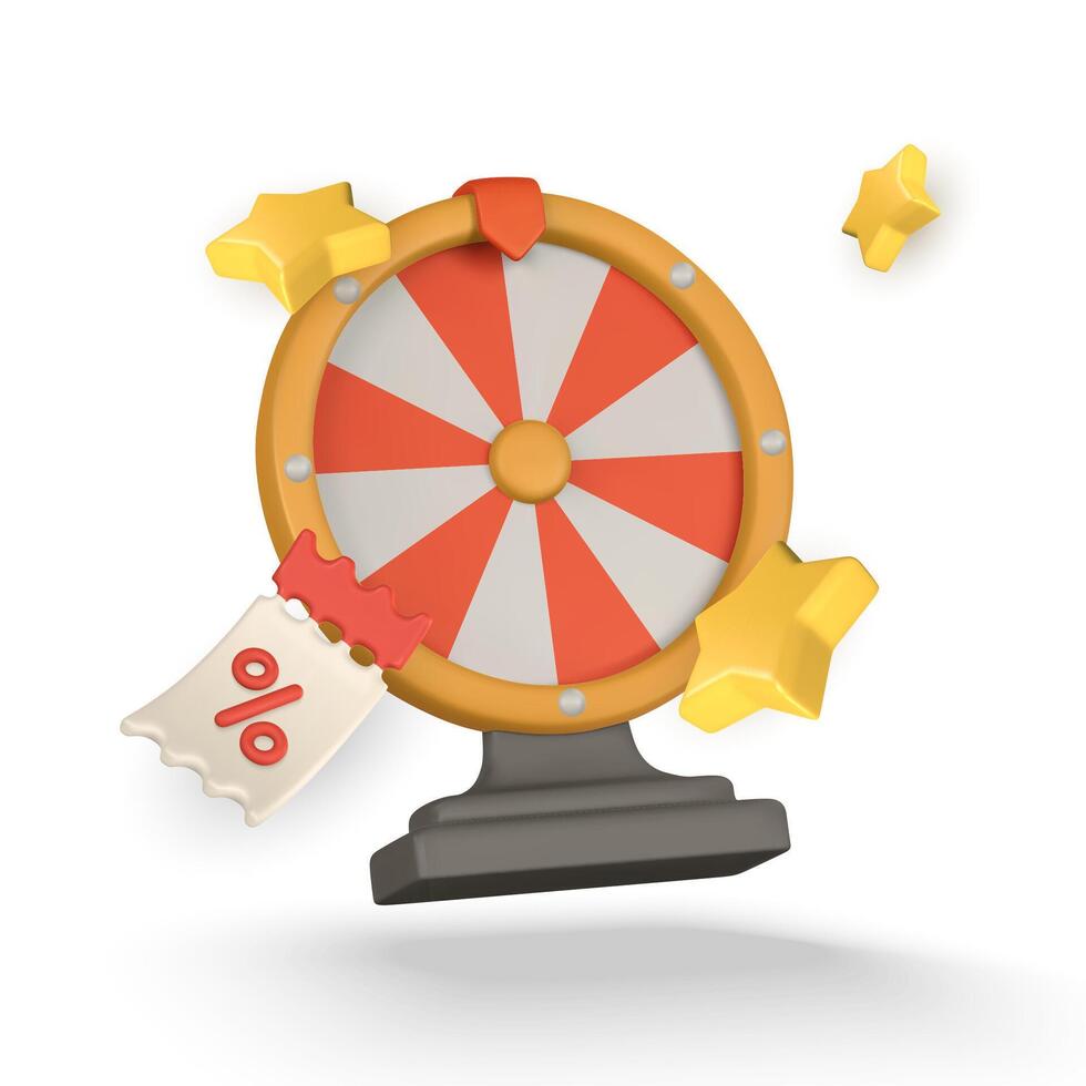 3d casino game concept Wheel of fortune vector