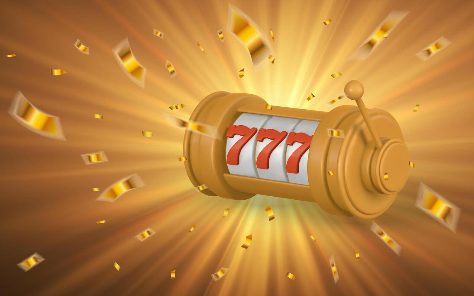 Realistic 3d casino game concept Slot machine, confetti. Gambling concept. illustration vector