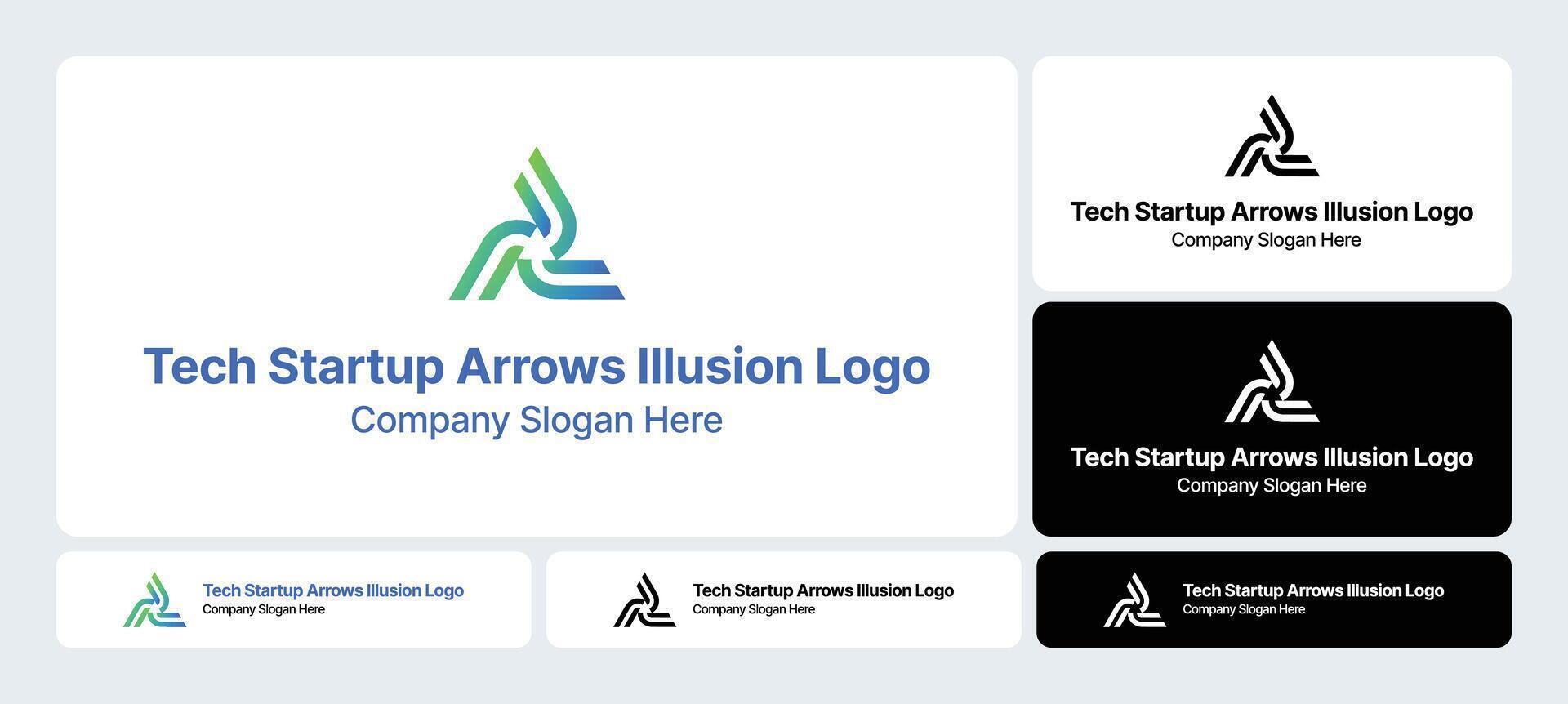 Tech Startup Arrows Illusion Logo - Innovative Directional Design vector