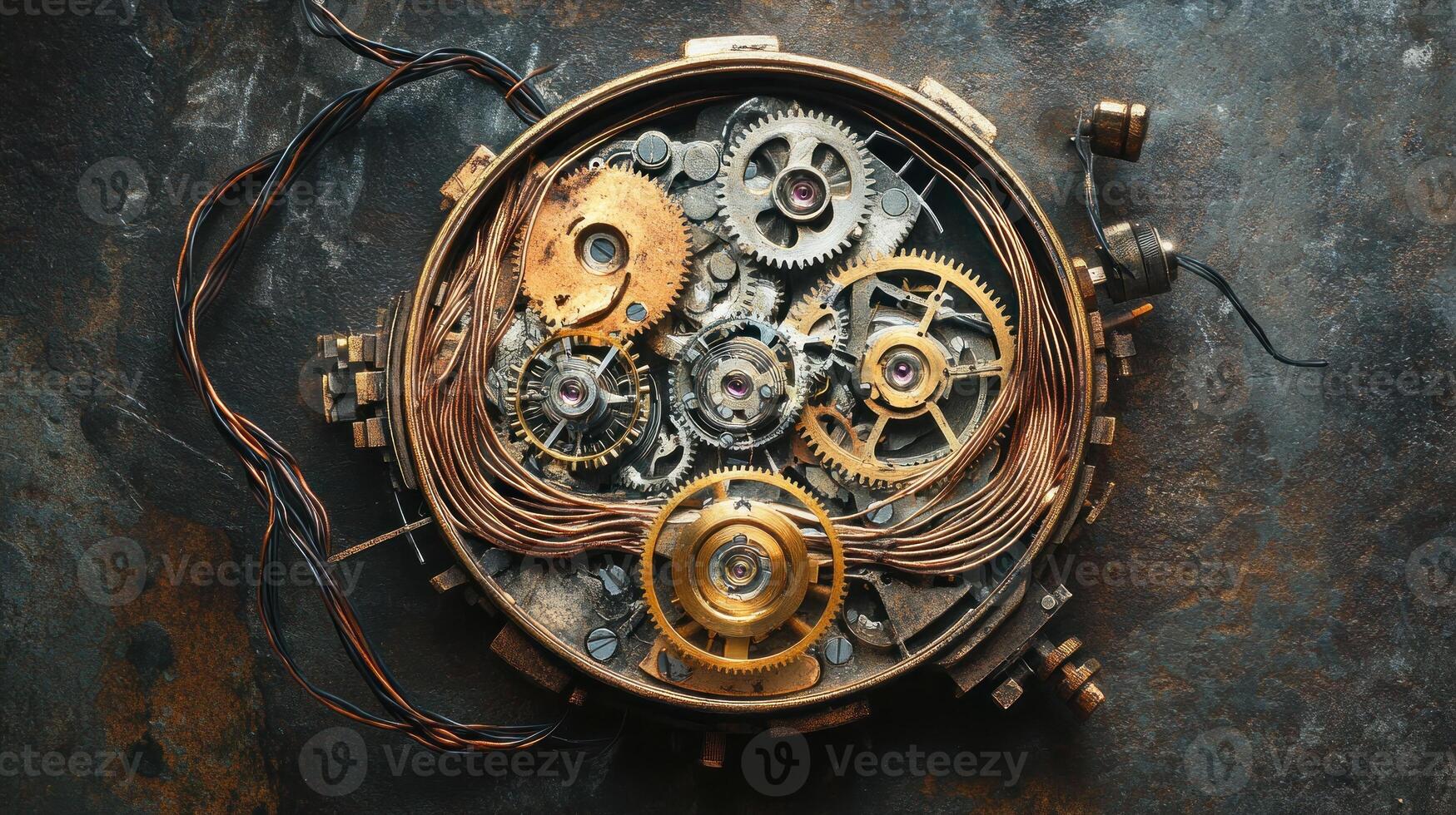 Close-up of Intricate Clockwork Mechanism photo