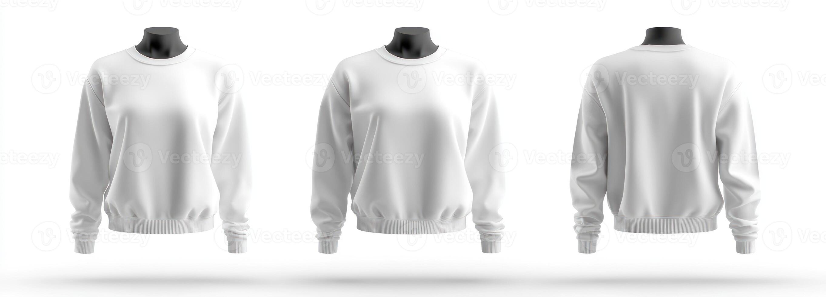 White Crewneck Sweatshirt Mockup in Three Views photo