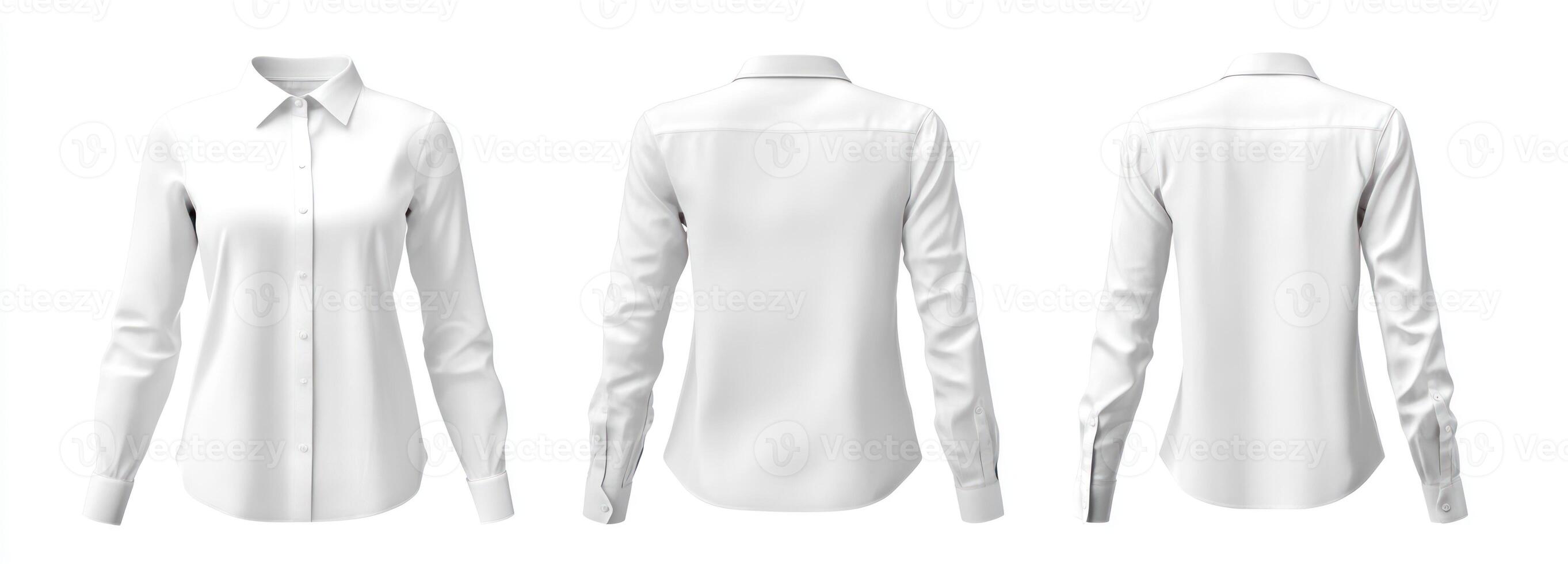 White Long-Sleeved Collared Button-Up Shirt Mockup photo