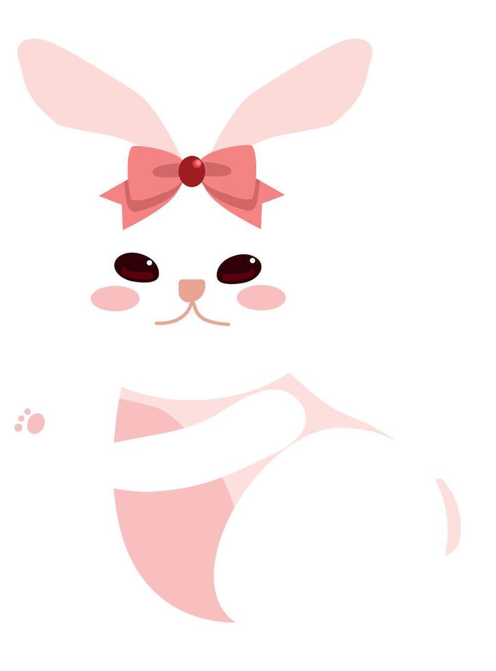 cute easter rabbit with pink bow vector