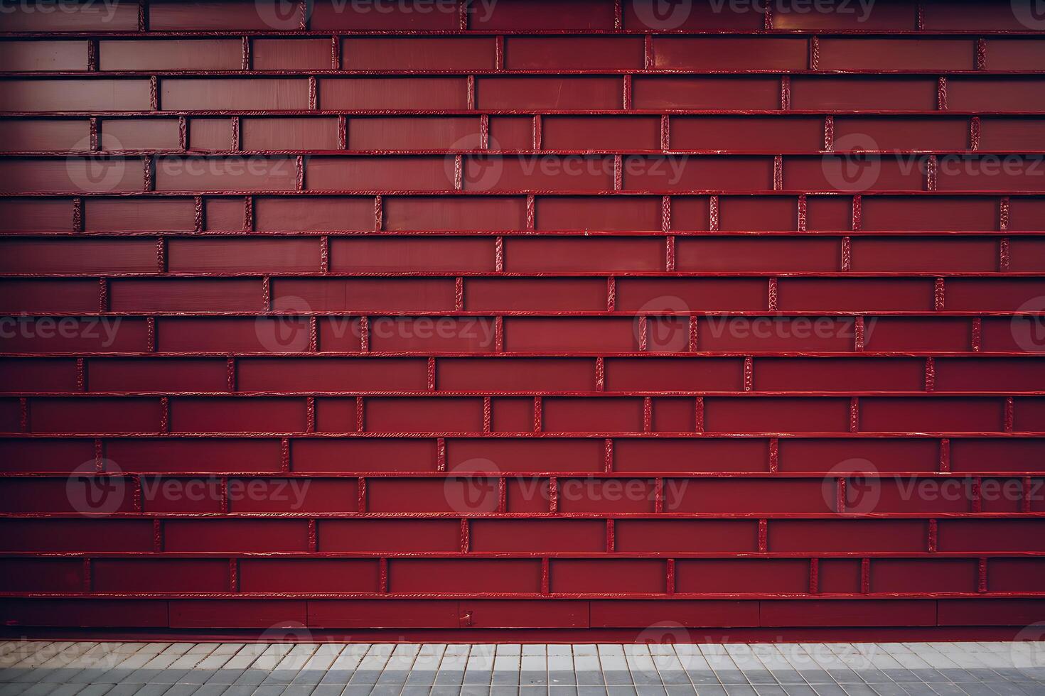 A red brick wall with a white floor photo
