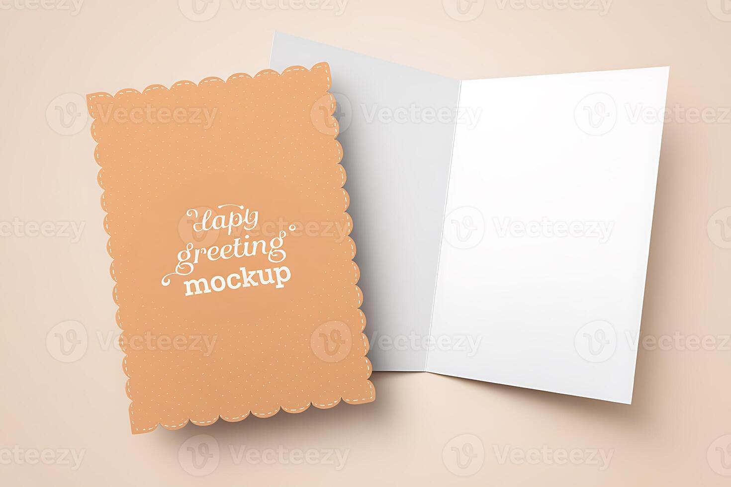 A greeting card mockup with a scalloped edge photo
