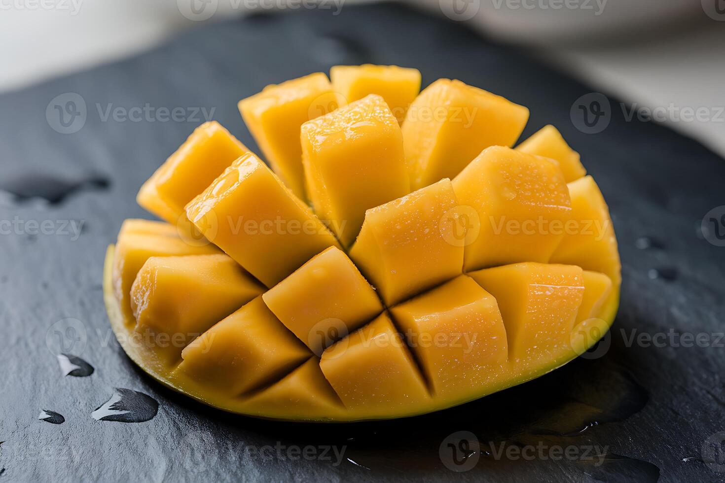 A Perfectly Sliced Juicy Mango Ready to Eat photo