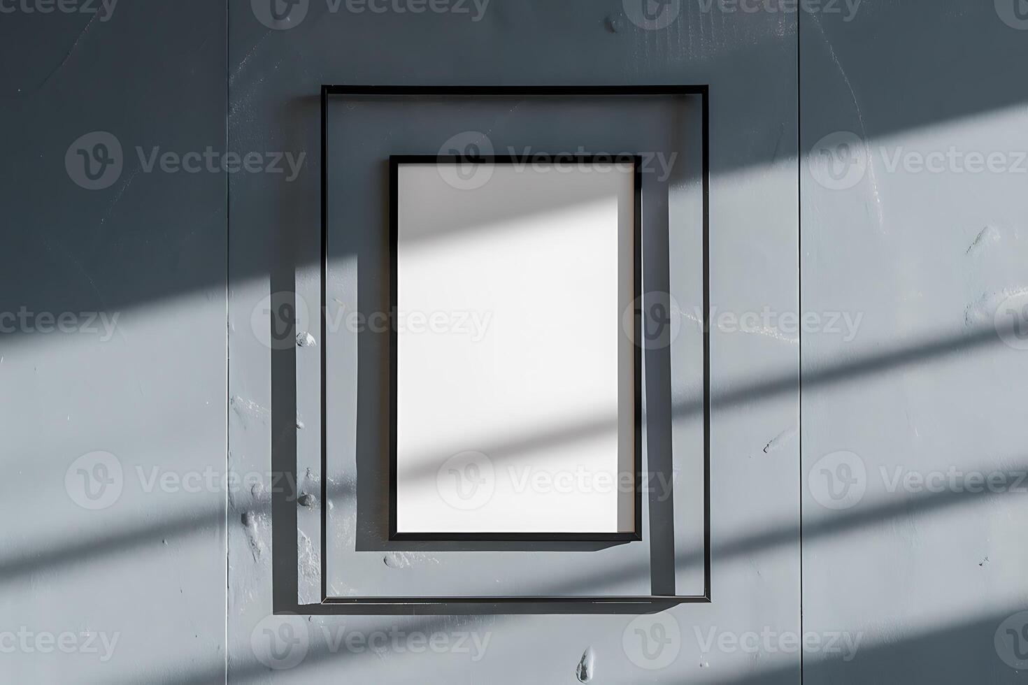 Modern Minimalist Double Framed Picture on Grey Wall photo