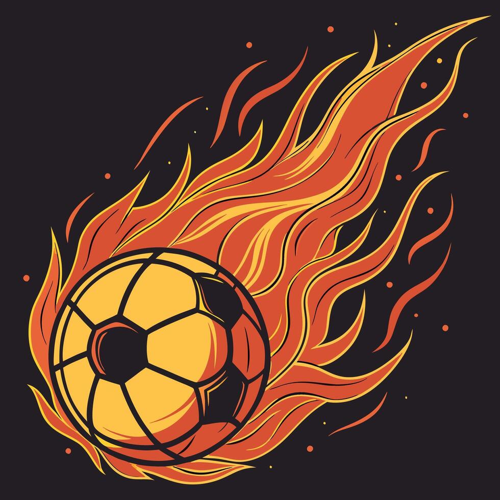 A soccer ball with flames on it vector
