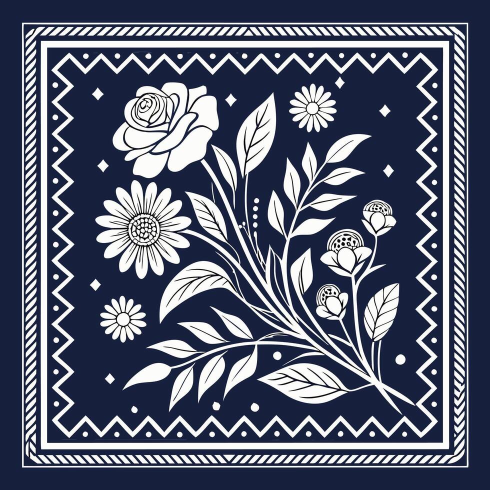 A bandana with flowers and leaves on it vector