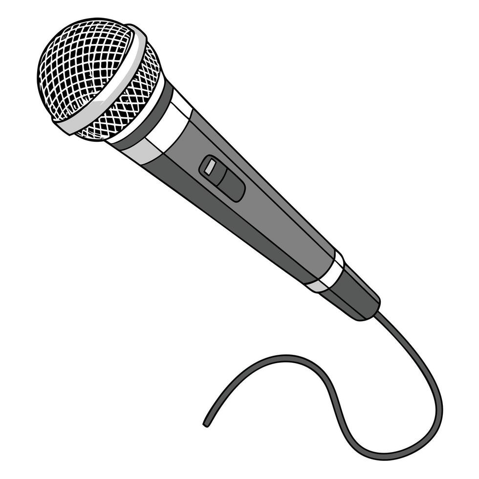 A microphone with a cord and a cord attached vector