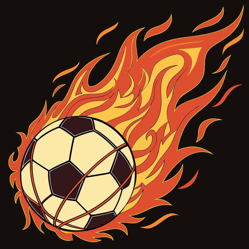 A soccer ball with fire on it vector