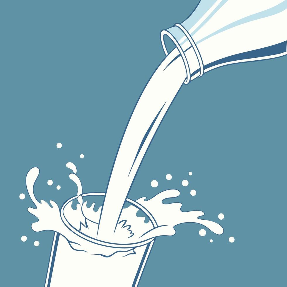 A milk pouring into a glass vector