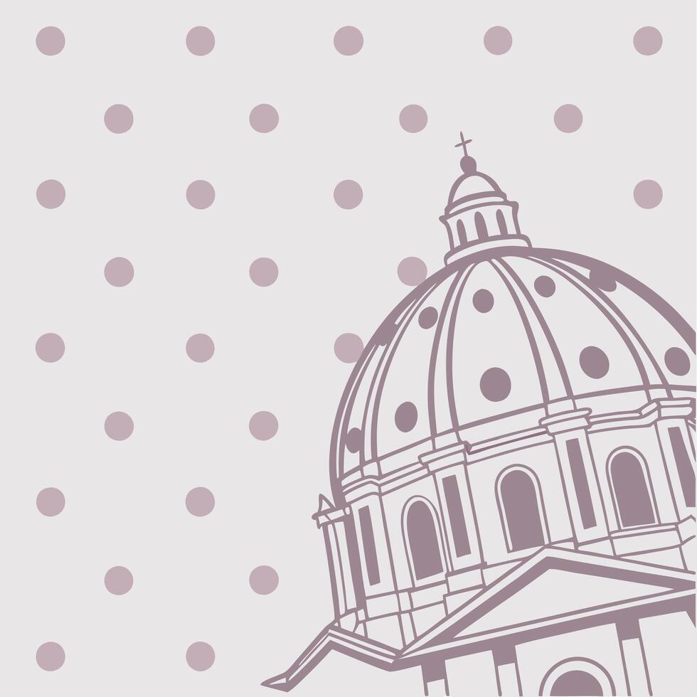 A church with a dome and polka dots on a gray background vector