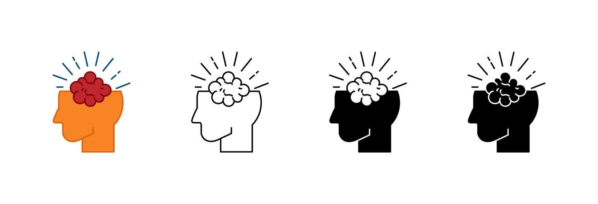 Human head with brain. vector