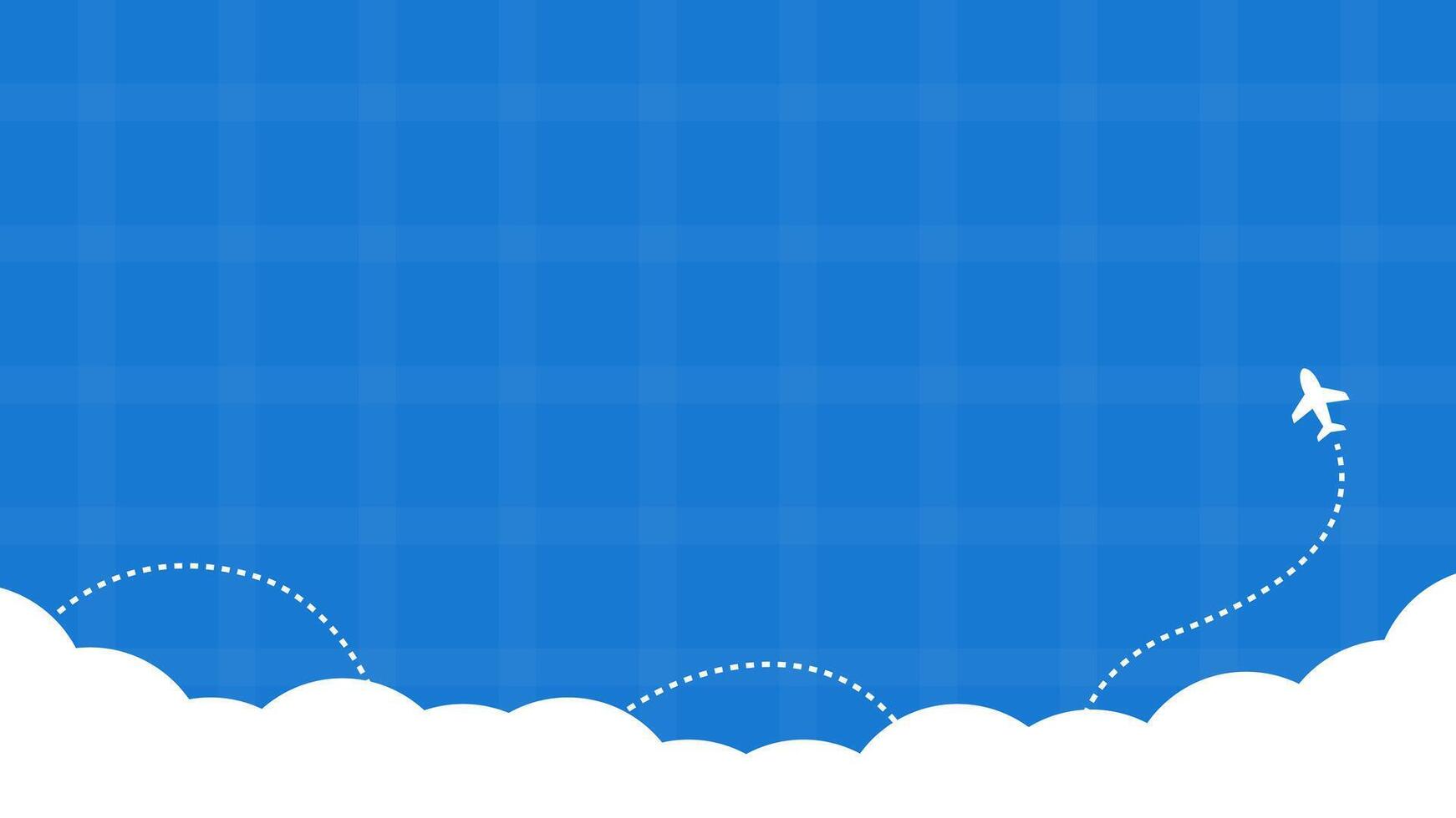 Blue blank background with flying airplane vector
