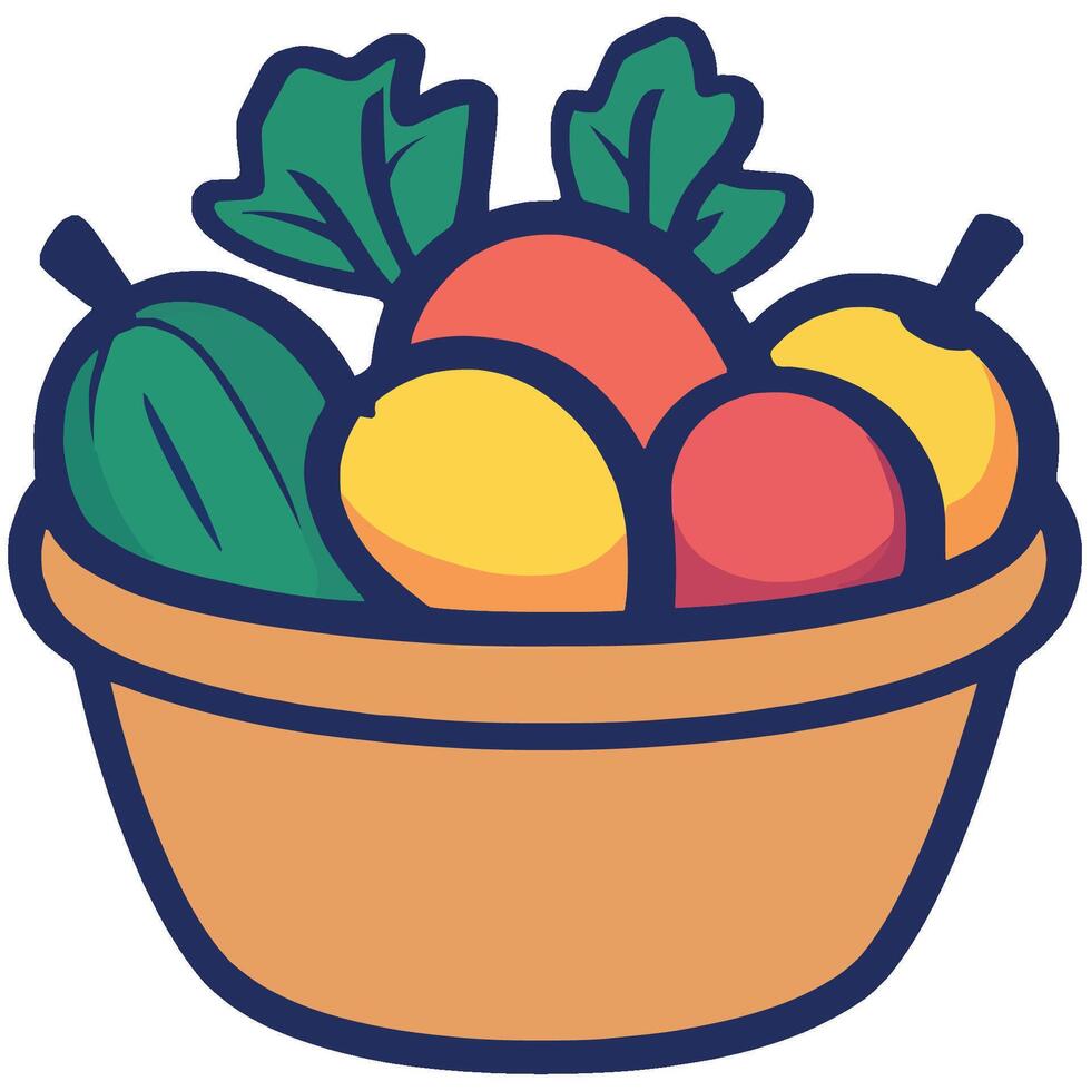 Fresh Colorful Fruit and Vegetable Basket vector
