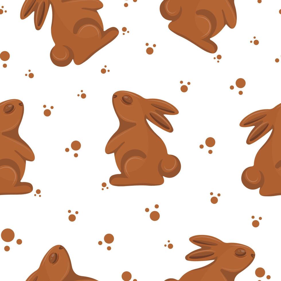 seamless pattern with gingerbread cookies in the shape of a rabbit standing on its hind legs and looking up with crumbs, for Easter decorations and backgrounds vector