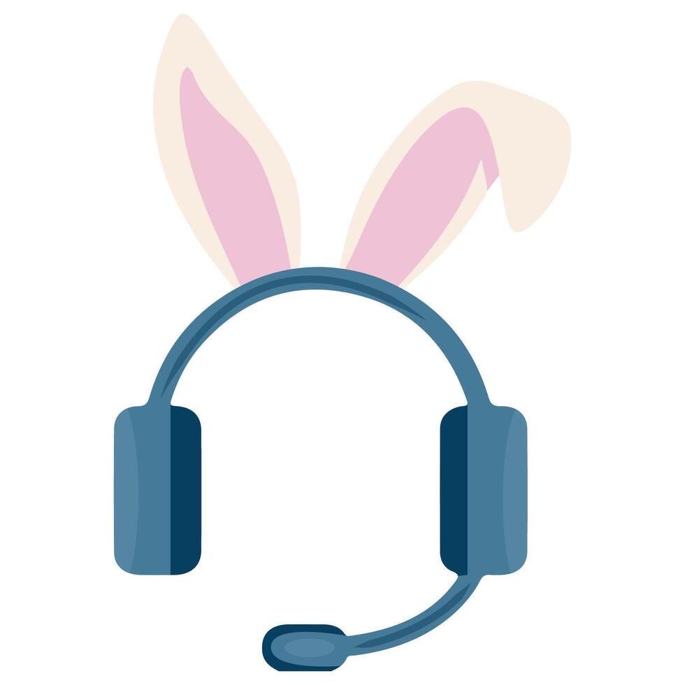 colored icon of headphones with a microphone with rabbit ears meaning support service vector