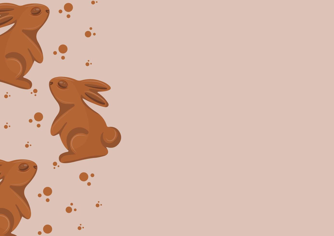 poster with gingerbread cookies in the shape of a rabbit standing on its hind legs and looking up with crumbs on a brown background, for Easter decorations and backgrounds vector