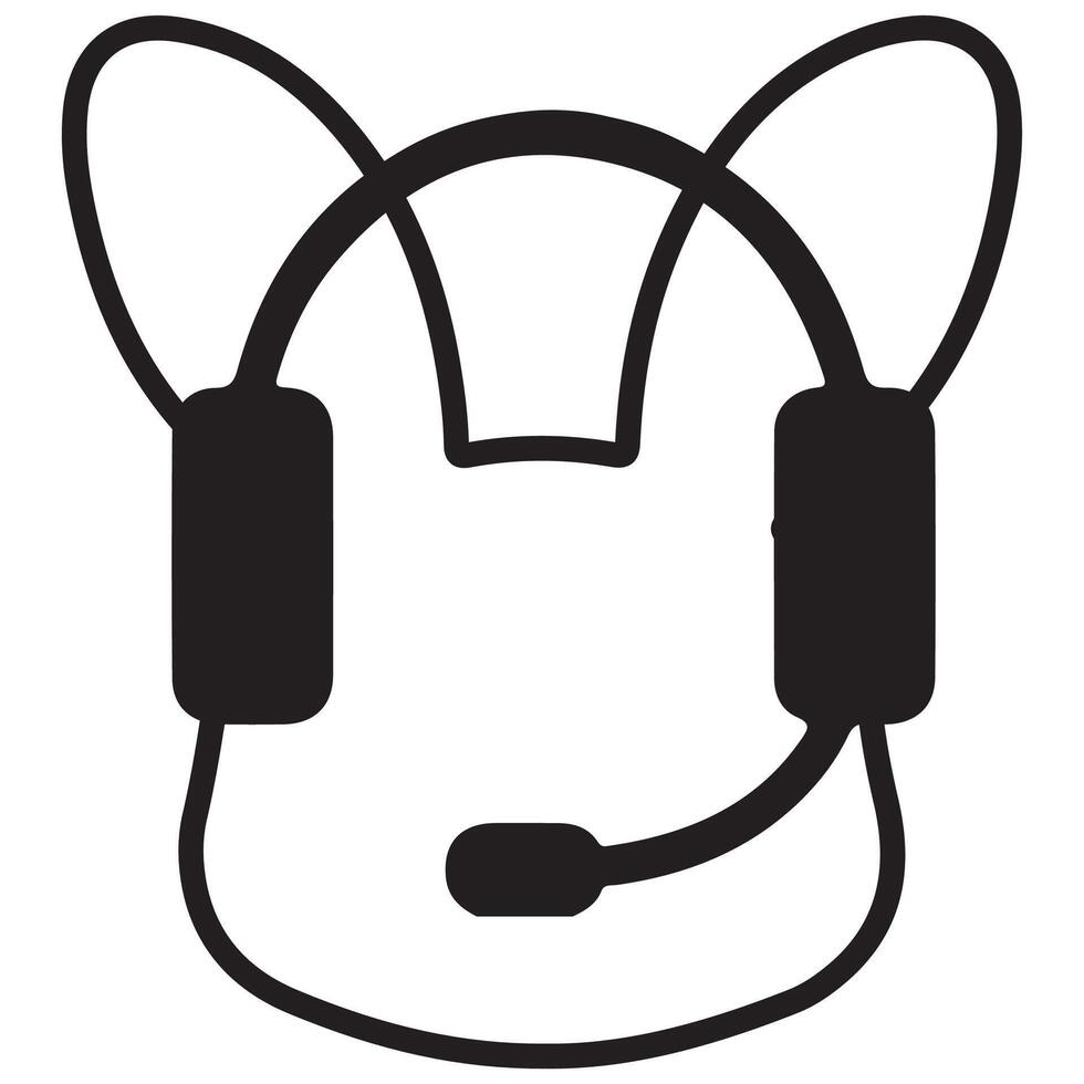 black icon of a rabbit in headphones with a microphone meaning support service vector