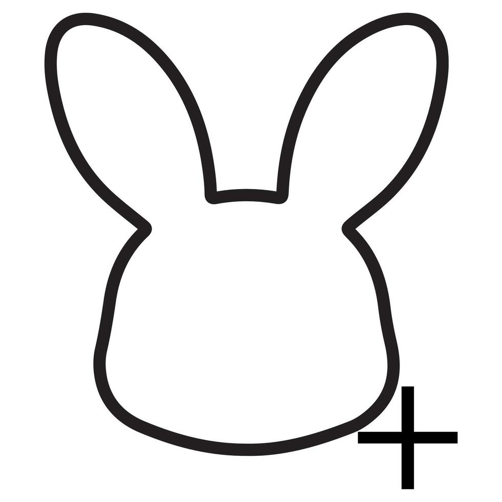 black Easter bunny icon with a plus next to its face, meaning profile verification or confirmation of something else vector