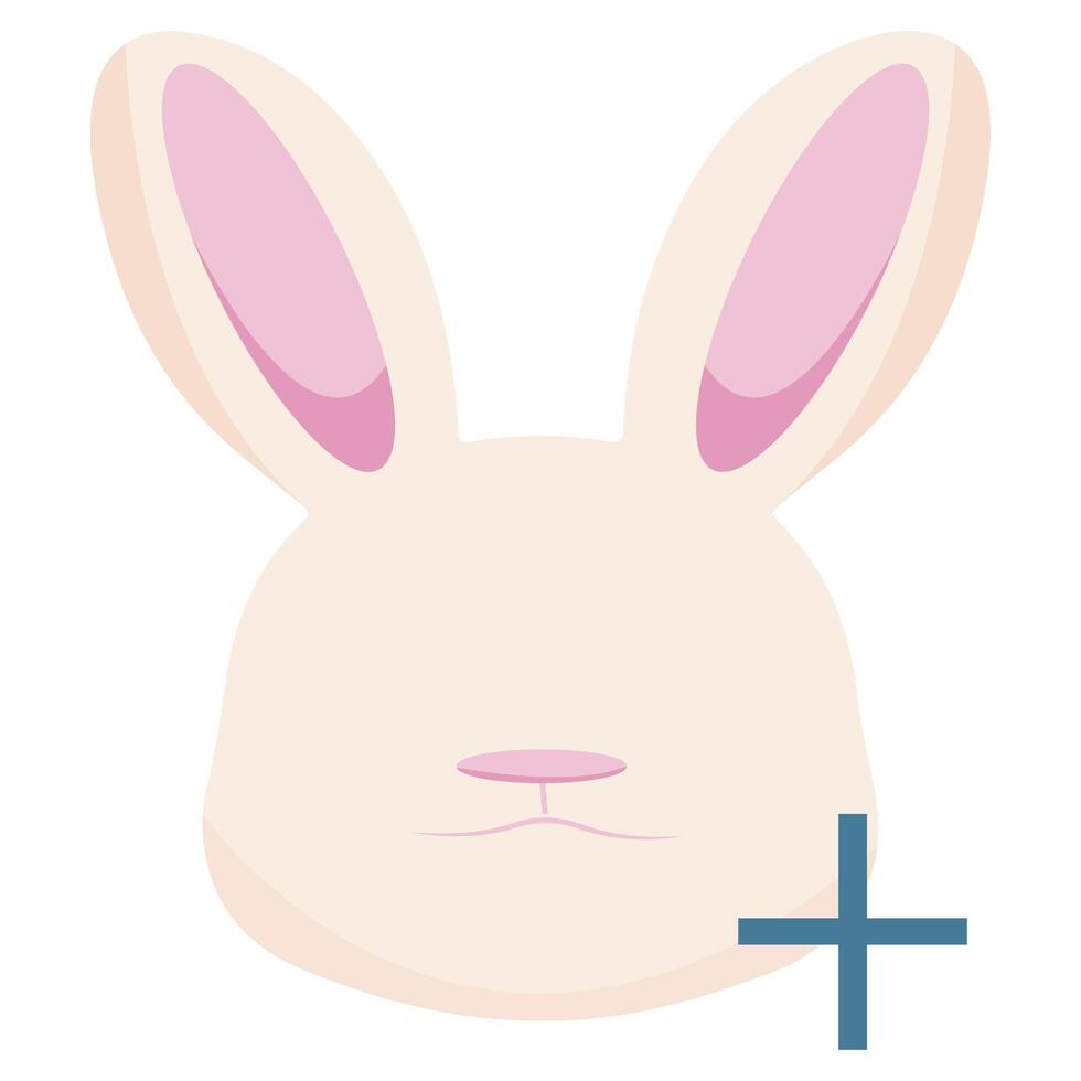 colored Easter bunny icon with a plus next to its face, meaning profile verification or confirmation of something else vector