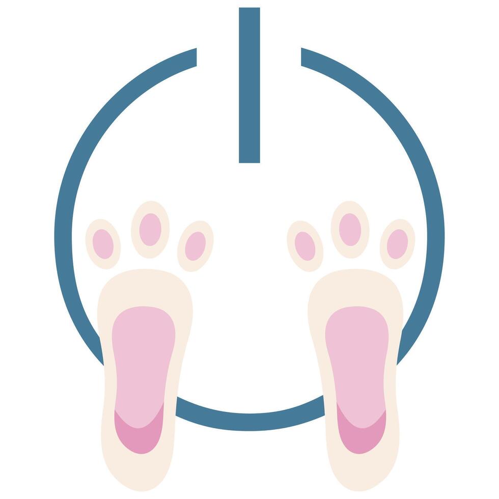 colored power button icon with an Easter bunny design, namely bunny paws on the button vector