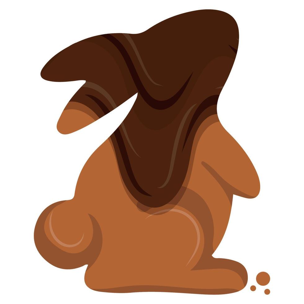 gingerbread cookie in the shape of a rabbit standing on its hind legs and looking up with crumbs and covered in dark chocolate next to it, for Easter decorations and backgrounds vector