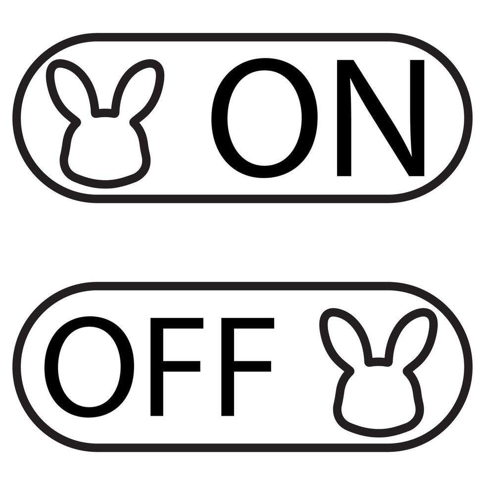black button icon with on and off buttons with Easter bunny design, for websites or mobile applications vector