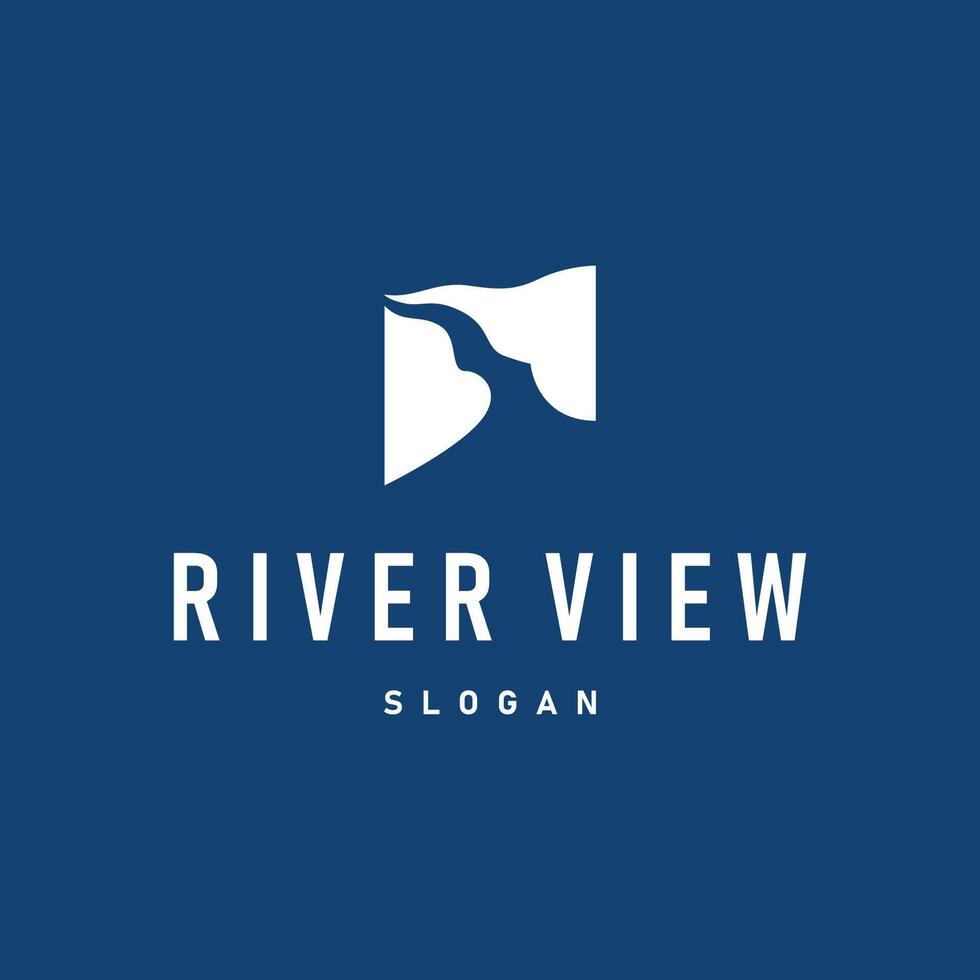 river logo design beautiful natural river scenery with simple minimalist concept illustration of product template vector