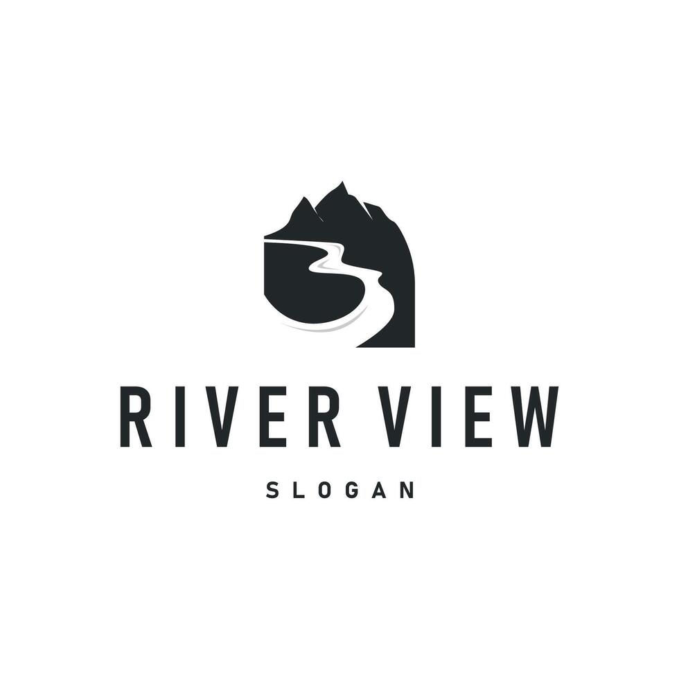 river logo design beautiful natural river scenery with simple minimalist concept illustration of brand template vector