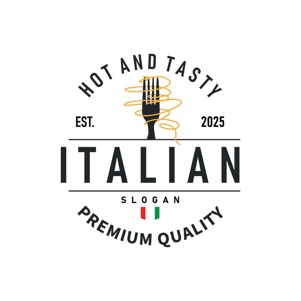 spaghetti logo design Italian noodle food with delicious taste with a simple concept, vintage illustration of a product brand template vector