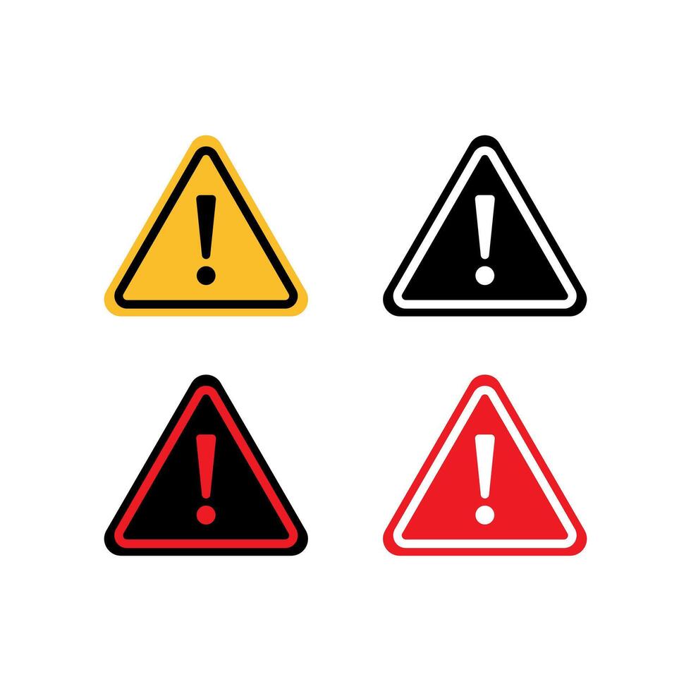 Warning Sign Icon Set Design. General Warning Attention Sign Alert to Various Safety Hazards vector