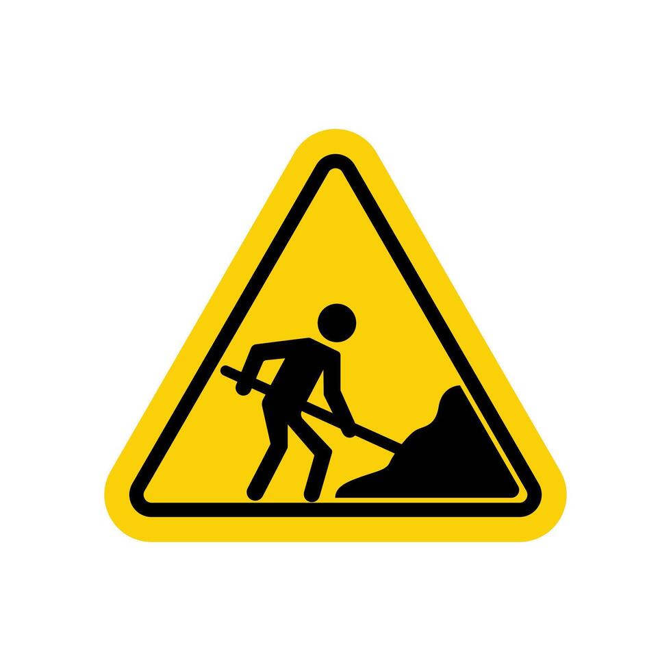 Road under construction sign illustration, Under construction road sign, Man digging ground sign isolated vector