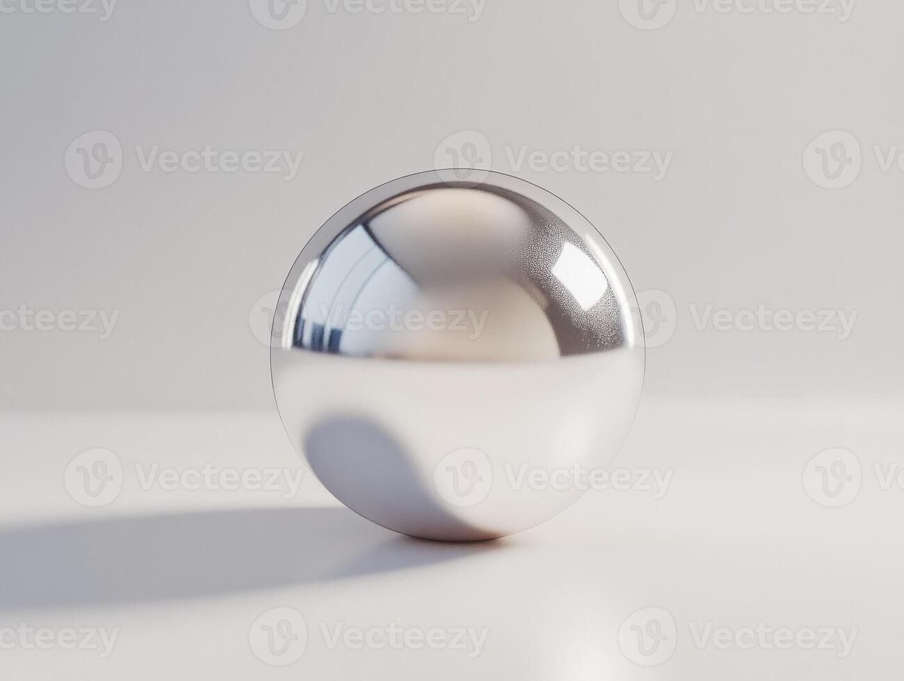 Sleek silver metallic sphere on minimalist background for modern design concepts photo