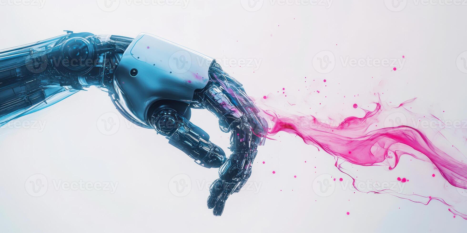 Futuristic robotic arm crafting abstract digital art design for innovative technology concept photo