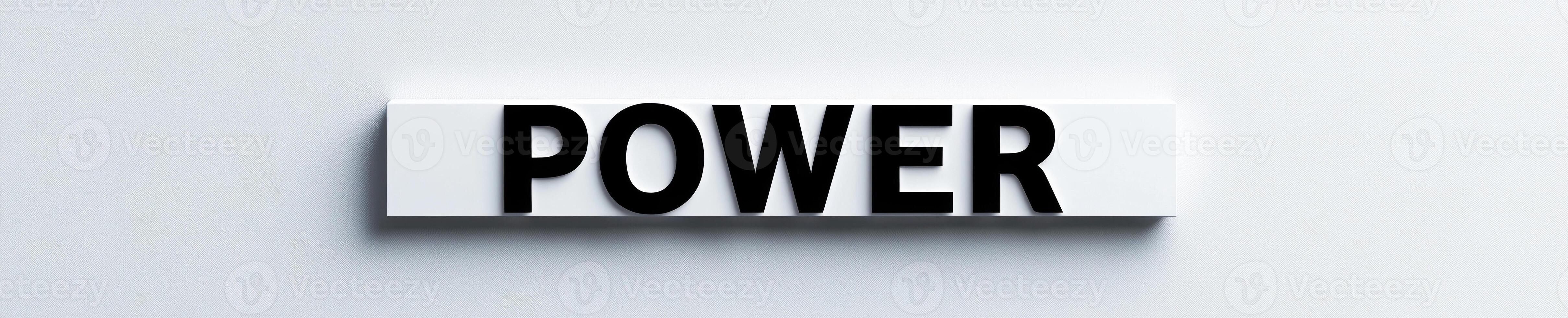 Modern typography art with bold word power in minimalist design photo