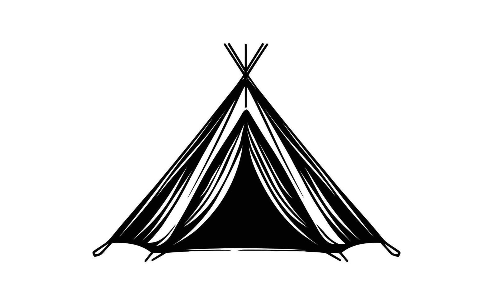 A black and white drawing of a tent vector
