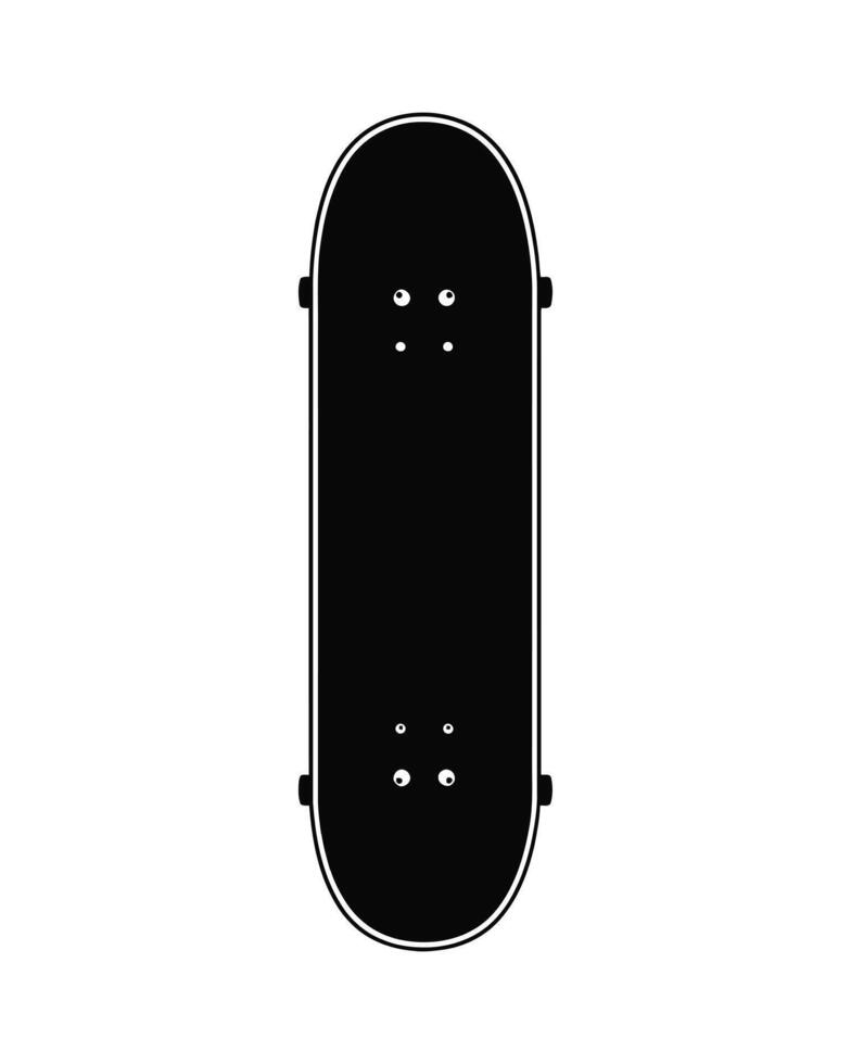 A black skateboard is shown on a white background vector