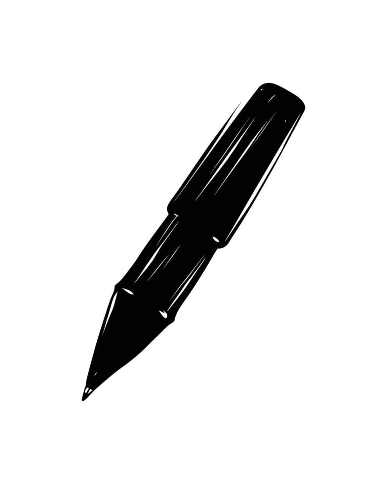 A black and white drawing of a pen vector
