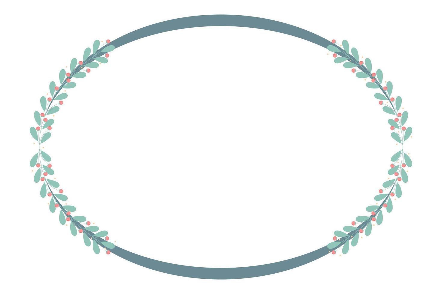 Oval Wreath Frame With Green Leaf Decoration vector