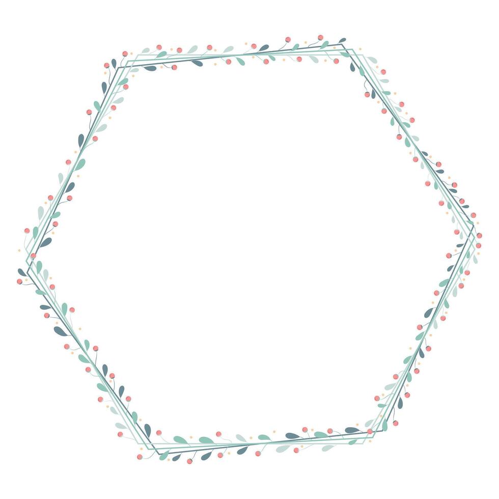Polygon Wreath Frame With Green Leaf Decoration vector