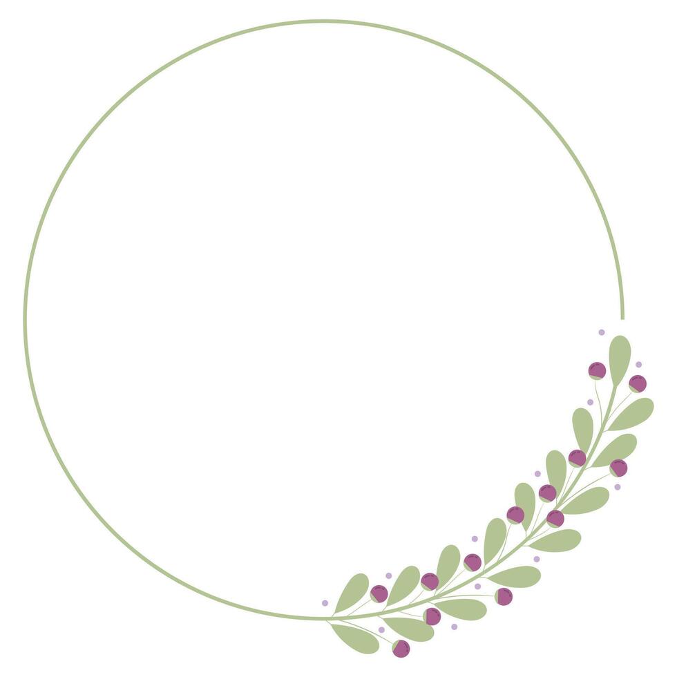 Circle Wreath Frame With Green Leaf Decoration vector