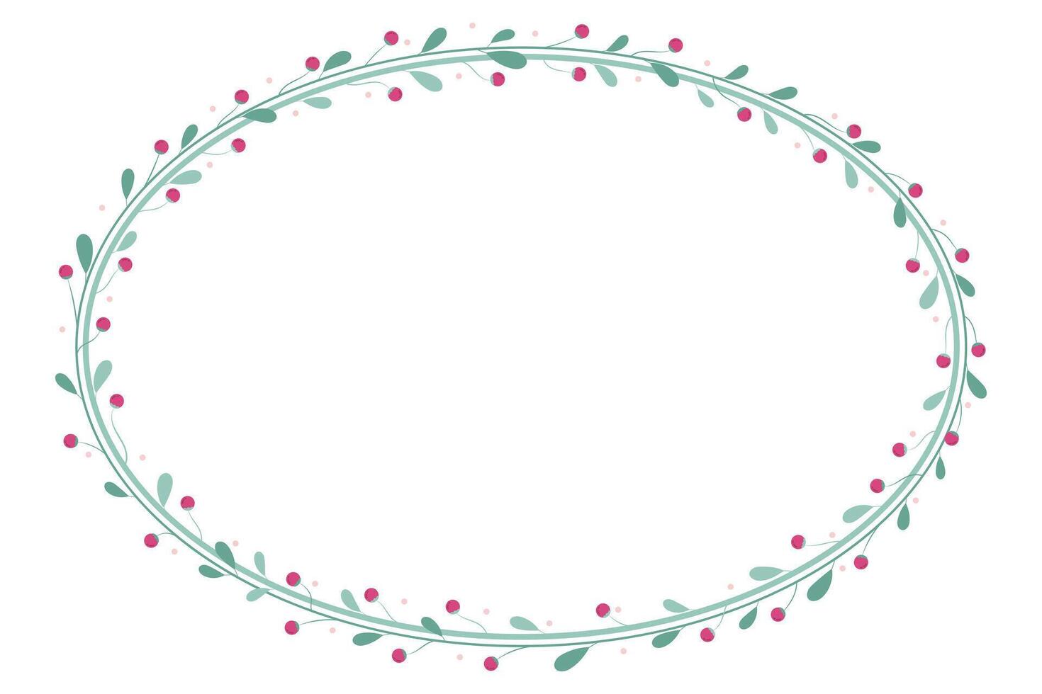 Oval Wreath Frame With Green Leaves Decoration vector