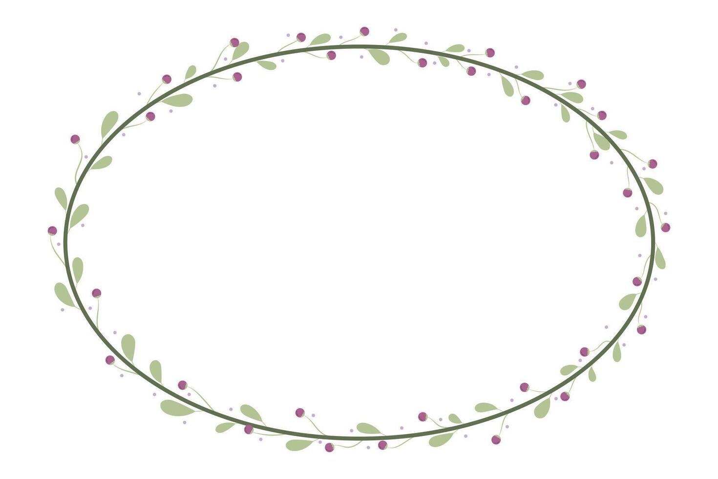 Oval Circle Wreath Frame And Green Leaf Decoration vector