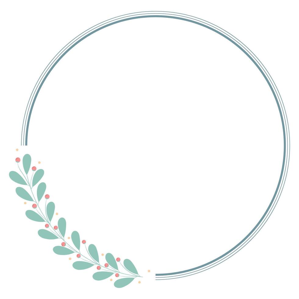 Circle Wreath Frame And Green Leaves Decoration vector