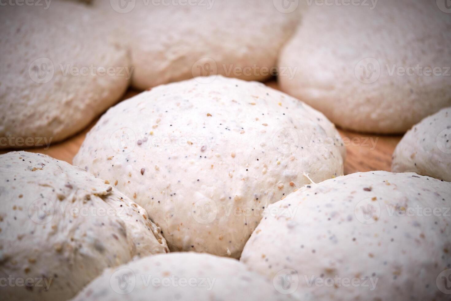 A close up of a bunch of bread balls photo